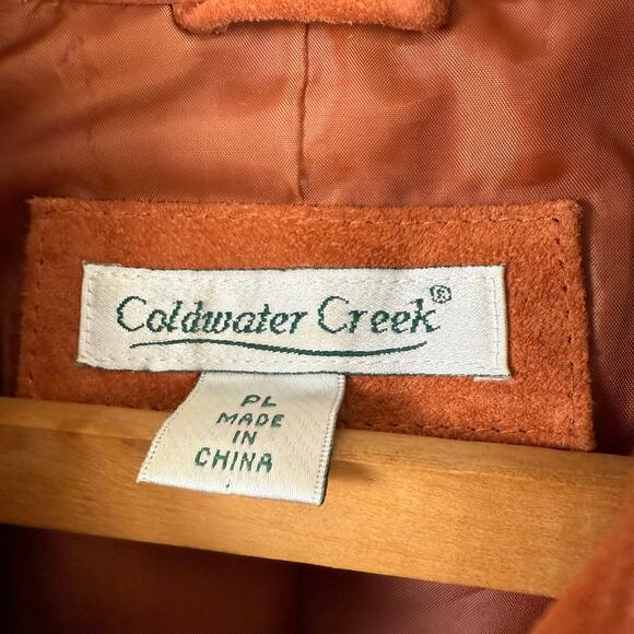 Coldwater Creek Women Suede Leather Jacket Size LP Snap Front Boho Western Indie - Picture 5 of 8